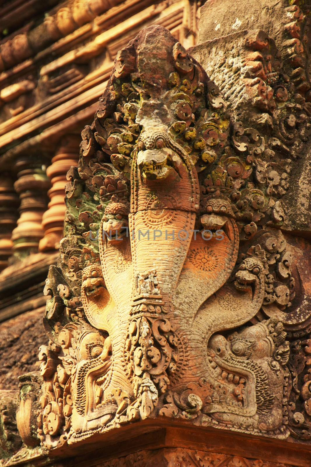 Detail of Banteay Srey temple, Angkor area, Siem Reap, Cambodia by donya_nedomam