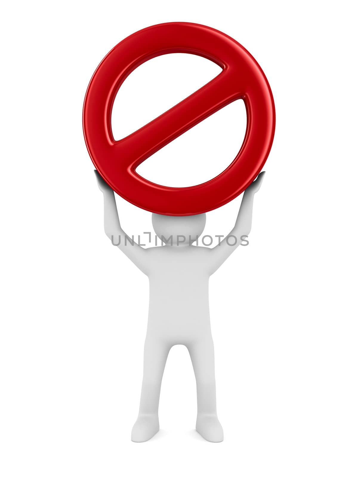 Sign forbidden on white background. Isolated 3D image