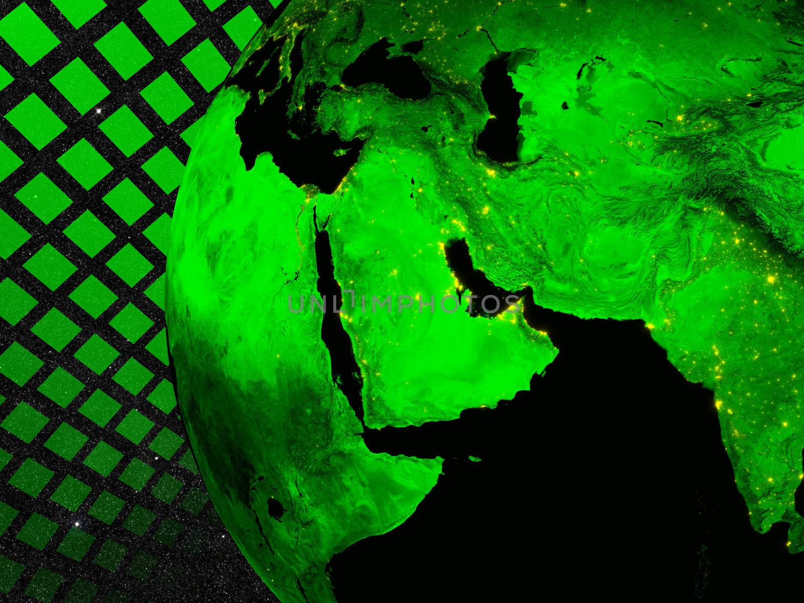 Middle East region technology concept. Elements of this image furnished by NASA.