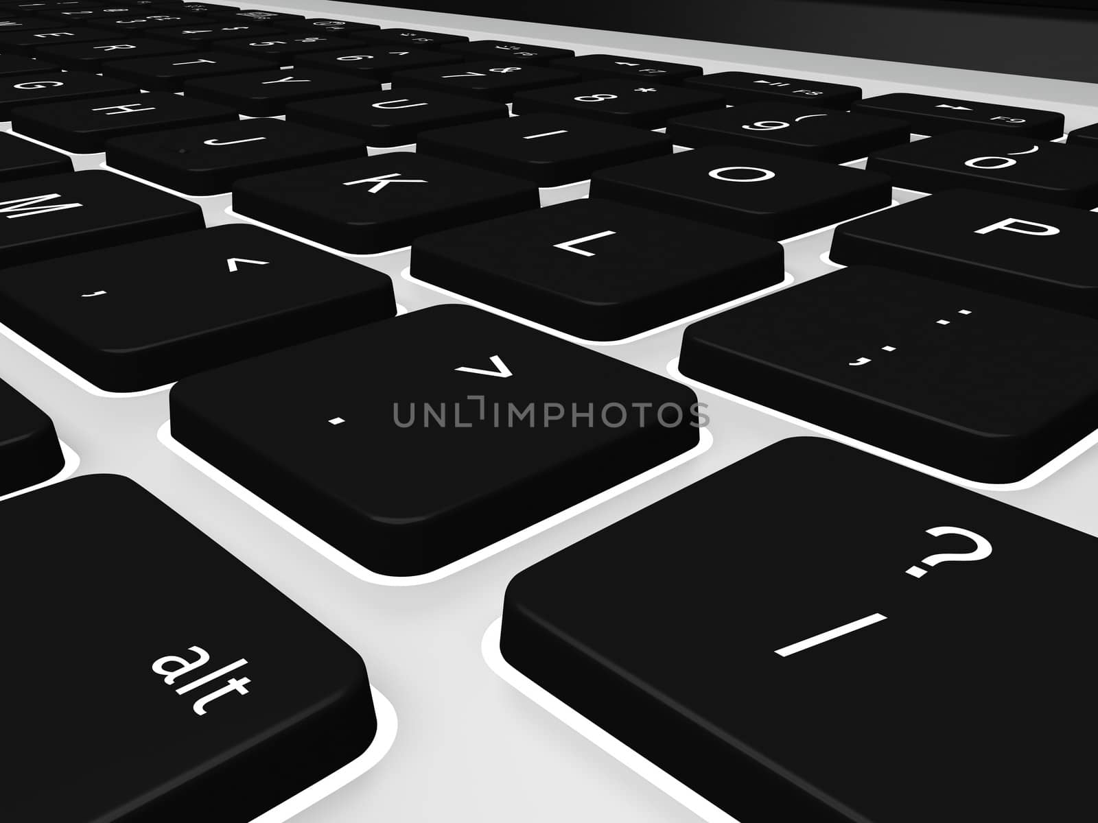 Detail of keyboard on modern laptop computer