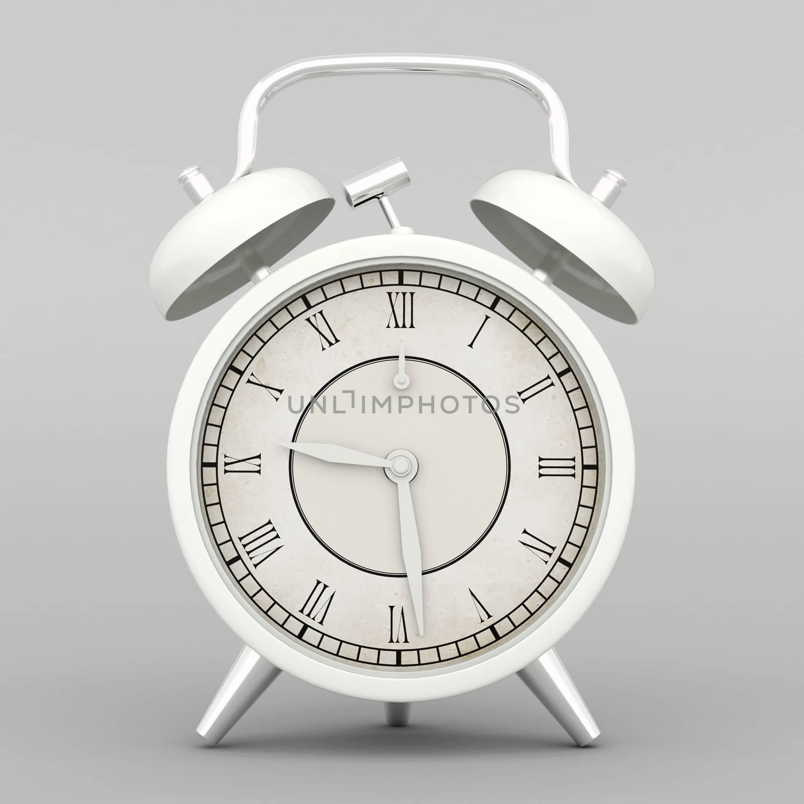 Beautiful alarm clock on gray background