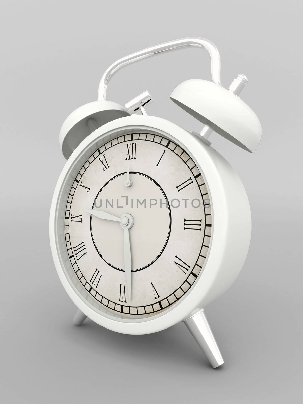 Beautiful alarm clock on gray background