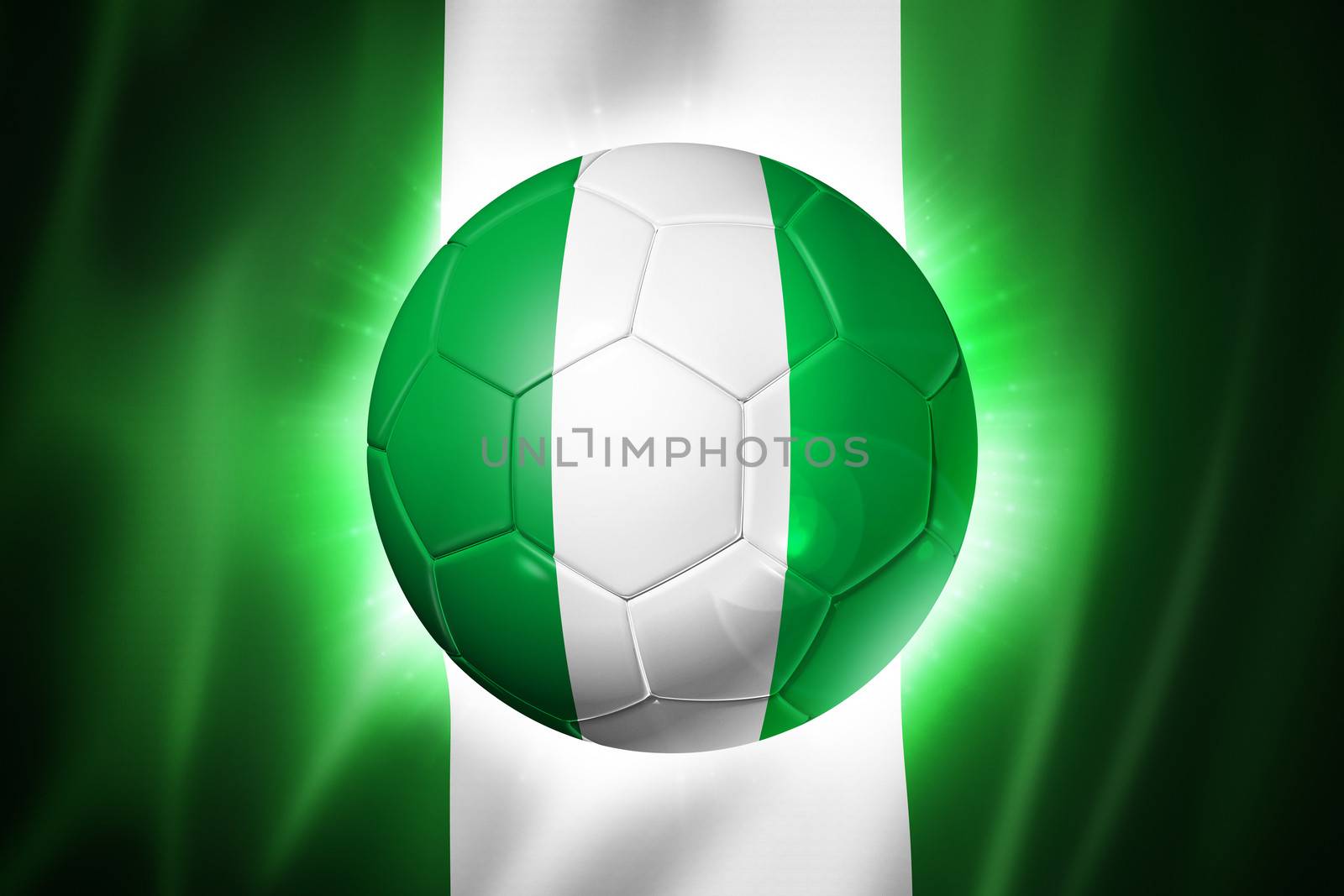 3D soccer ball with Nigeria team flag, world football cup Brazil 2014