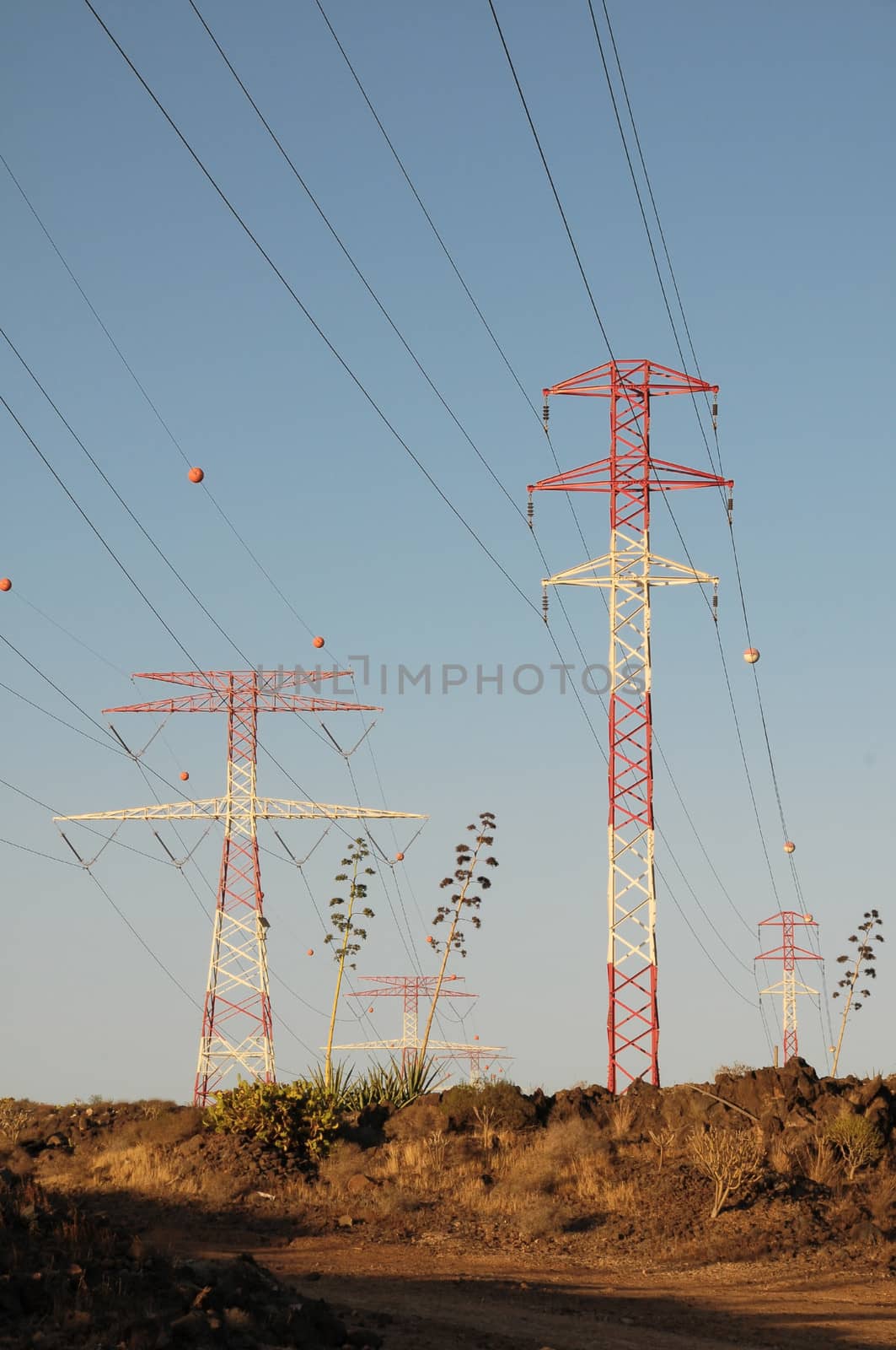 Electricity Pole over a Blue Sky in Spain