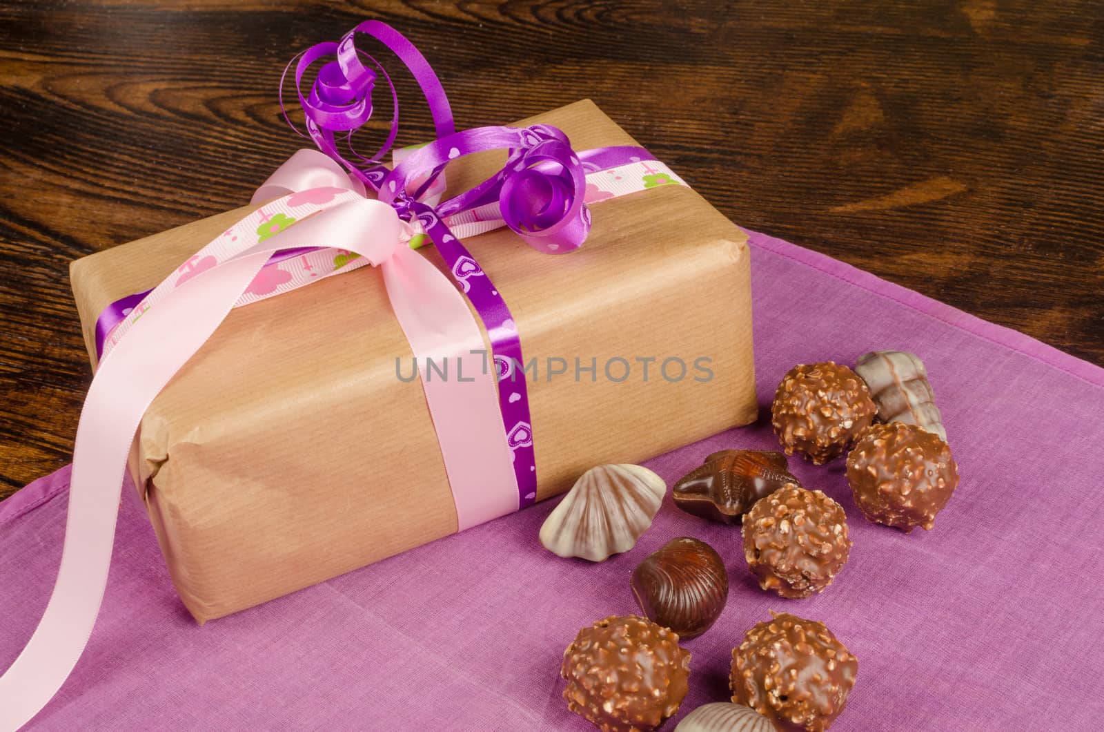 Valentines chocolate treats next to a gift box