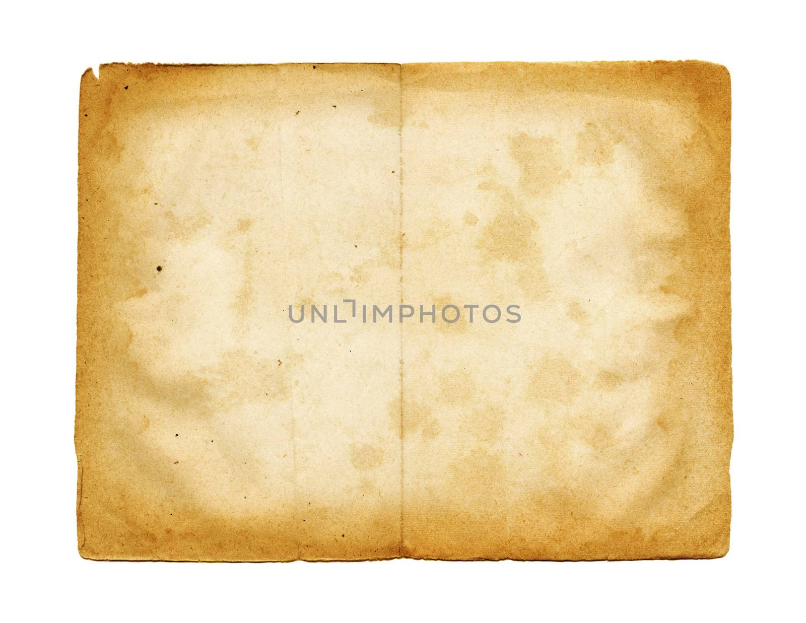 Old parchment paper texture isolated on white