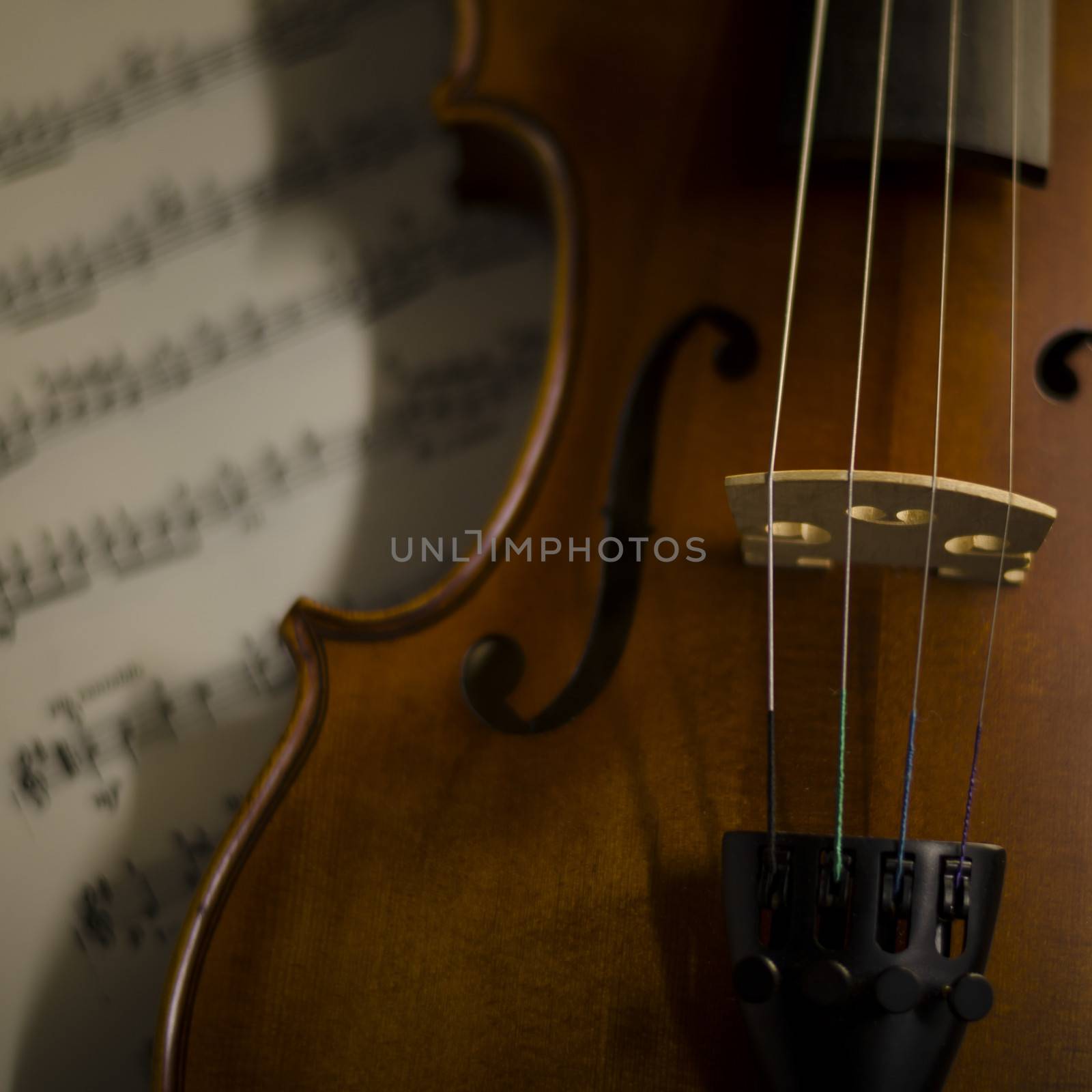 "time to practice violin" violin with sheet music on vintage style