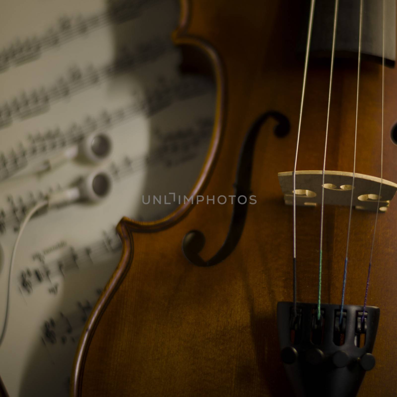 "time to practice violin" violin with sheet music on vintage style