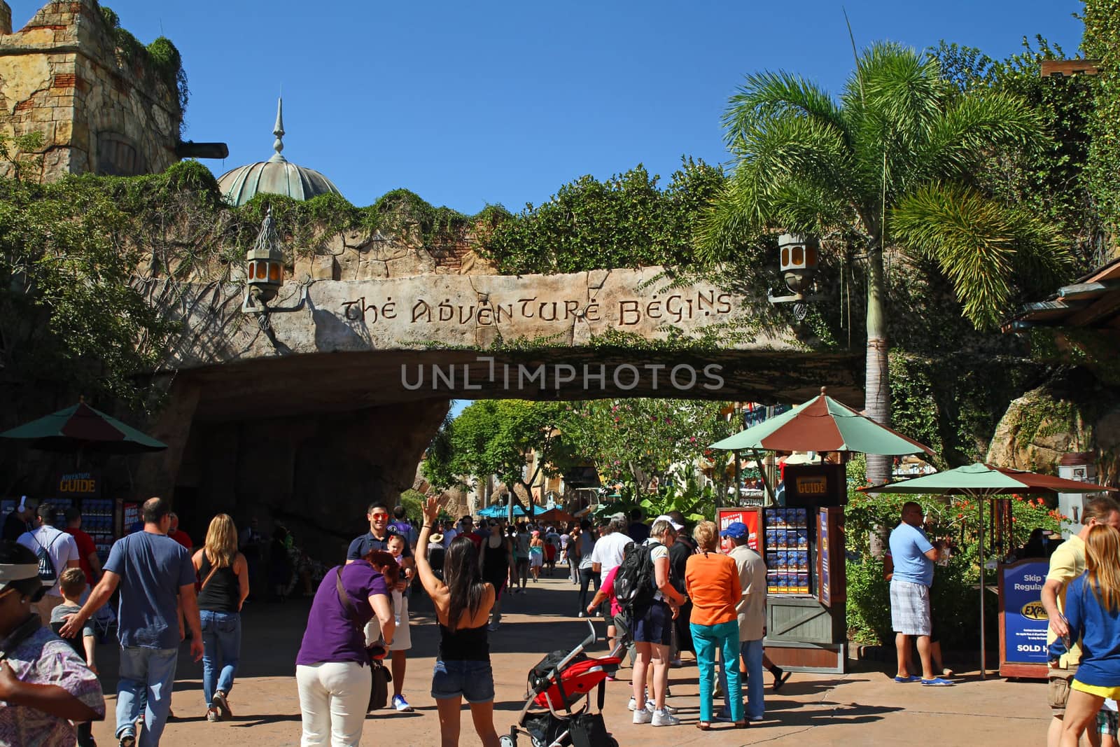 ORLANDO - OCT 25 :  The entrance to Universal Studios Islands of Adventure theme park. Taken October 25, 2013 in Orlando, FL.