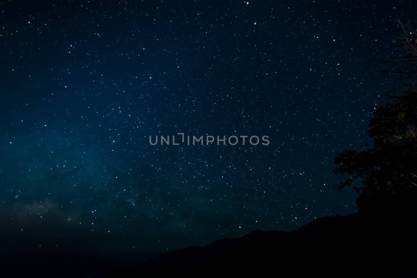 Starfield in night sky with milkyway high iso