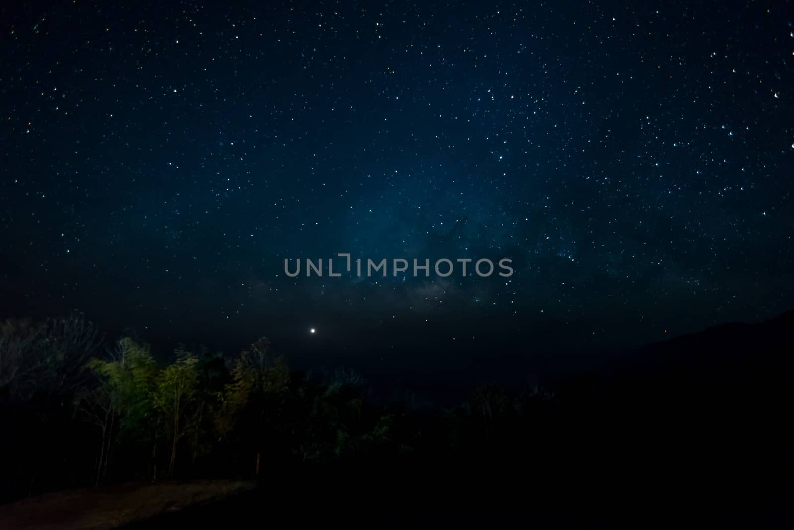 Starfield in night sky with milkyway high iso