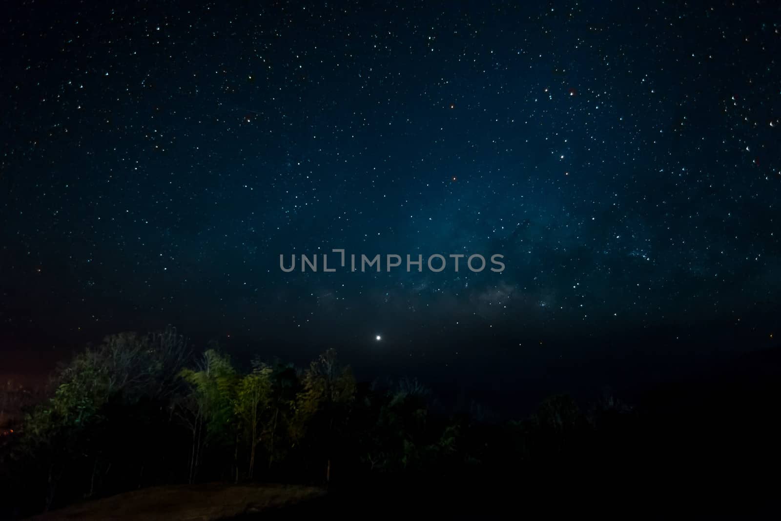 Starfield in night sky with milkyway high iso