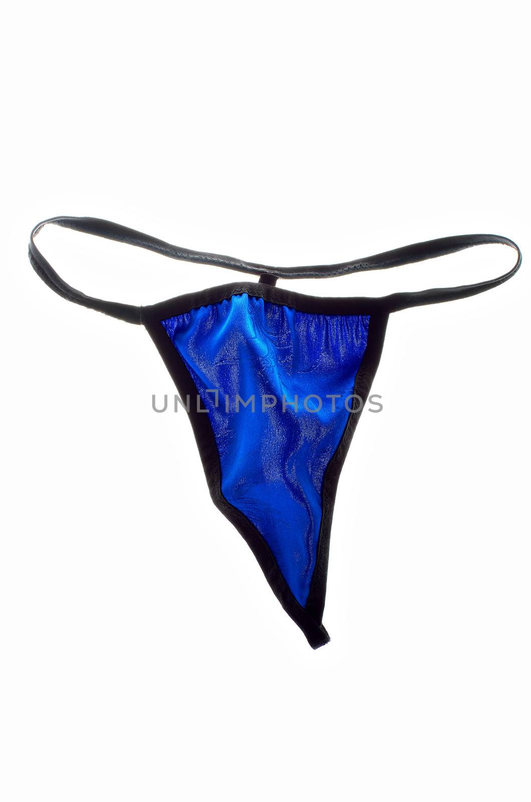 Blue Lycra thong on white background