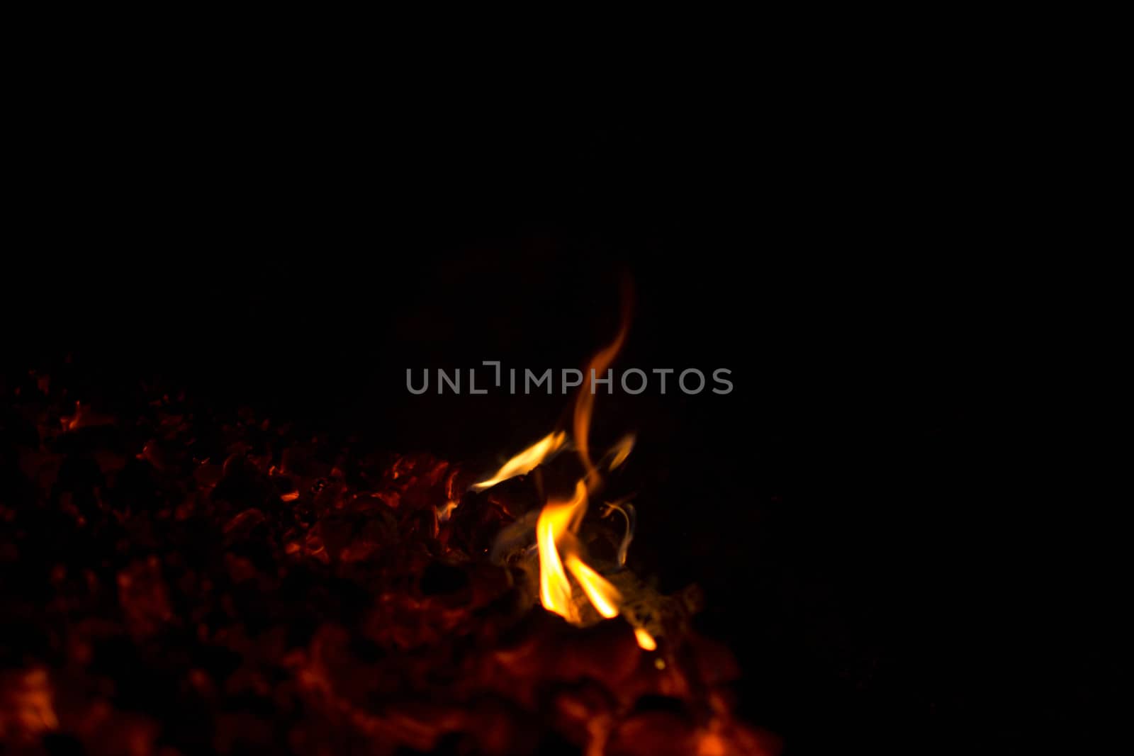flames from the coals on a black background by Irene1601