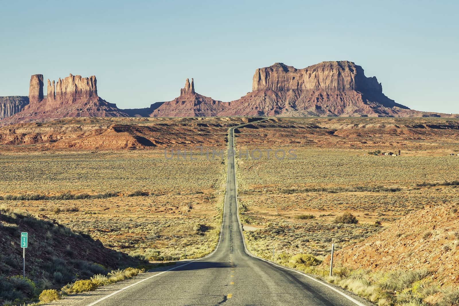 View of famous road to Monument Valley, USA 