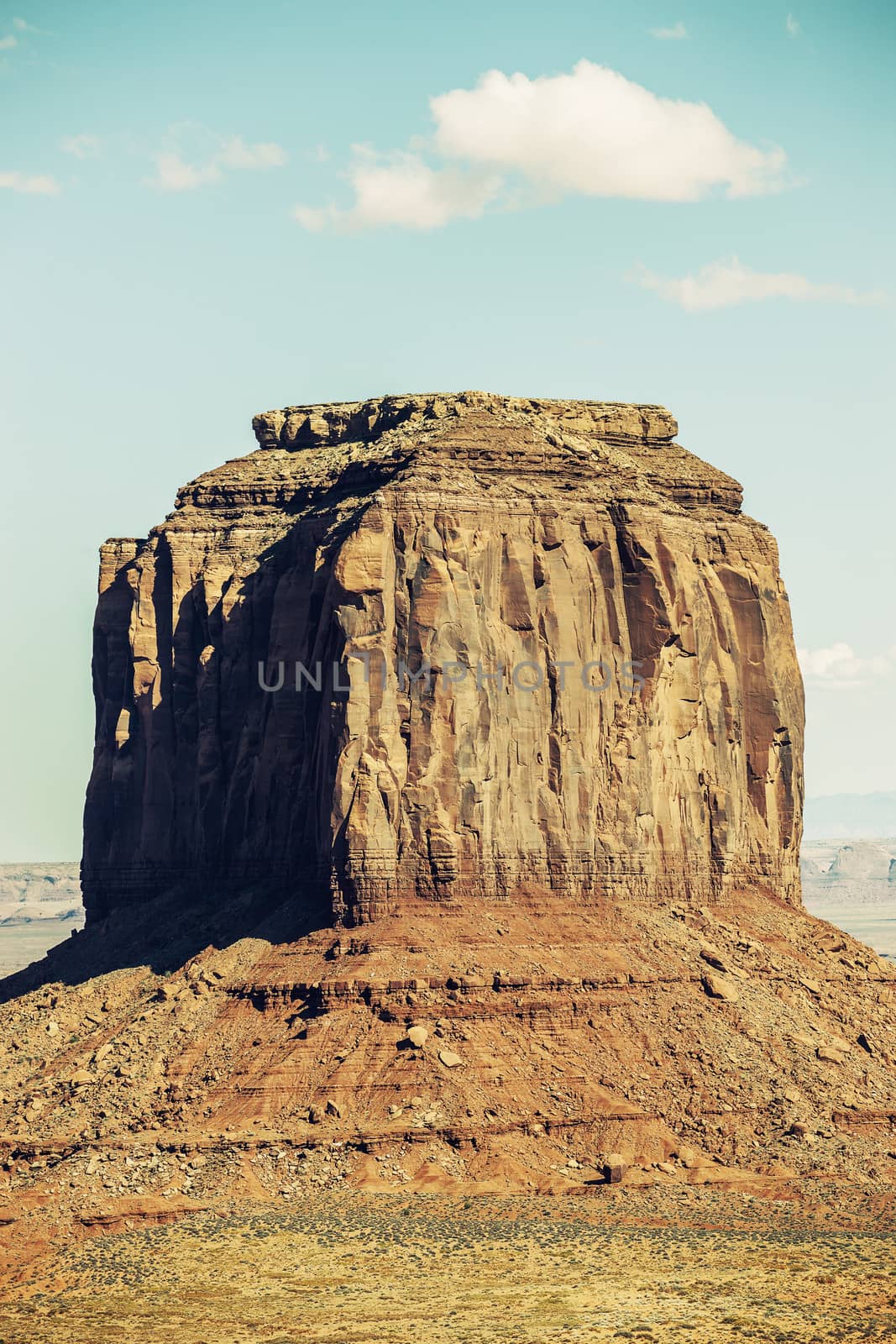 Vertical view of Monument Valley with special photographic processing 