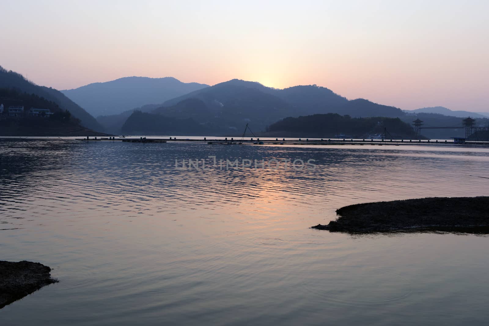 Landscape of sunset on a lake 