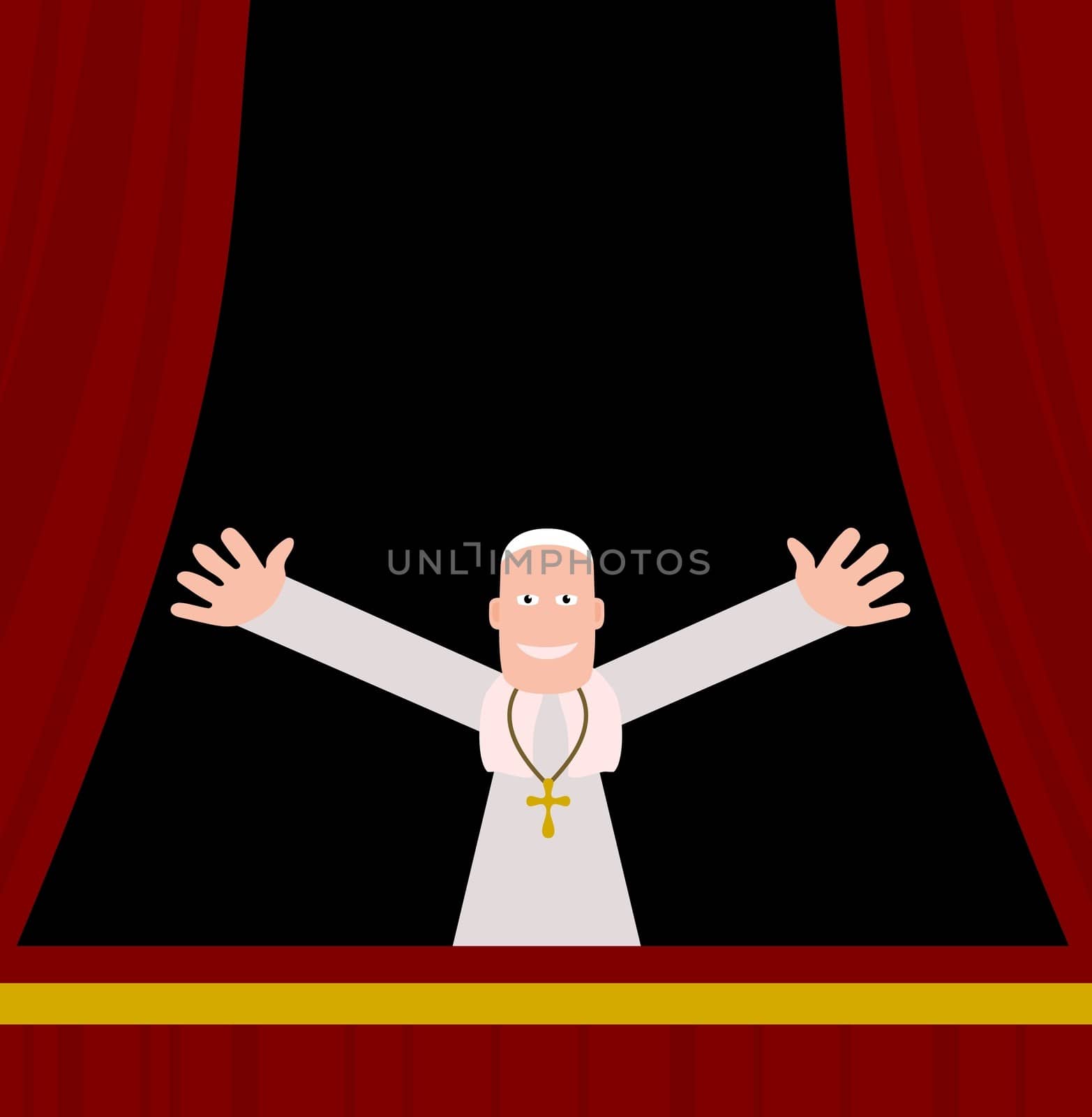 Illustration of the pope greeting his people
