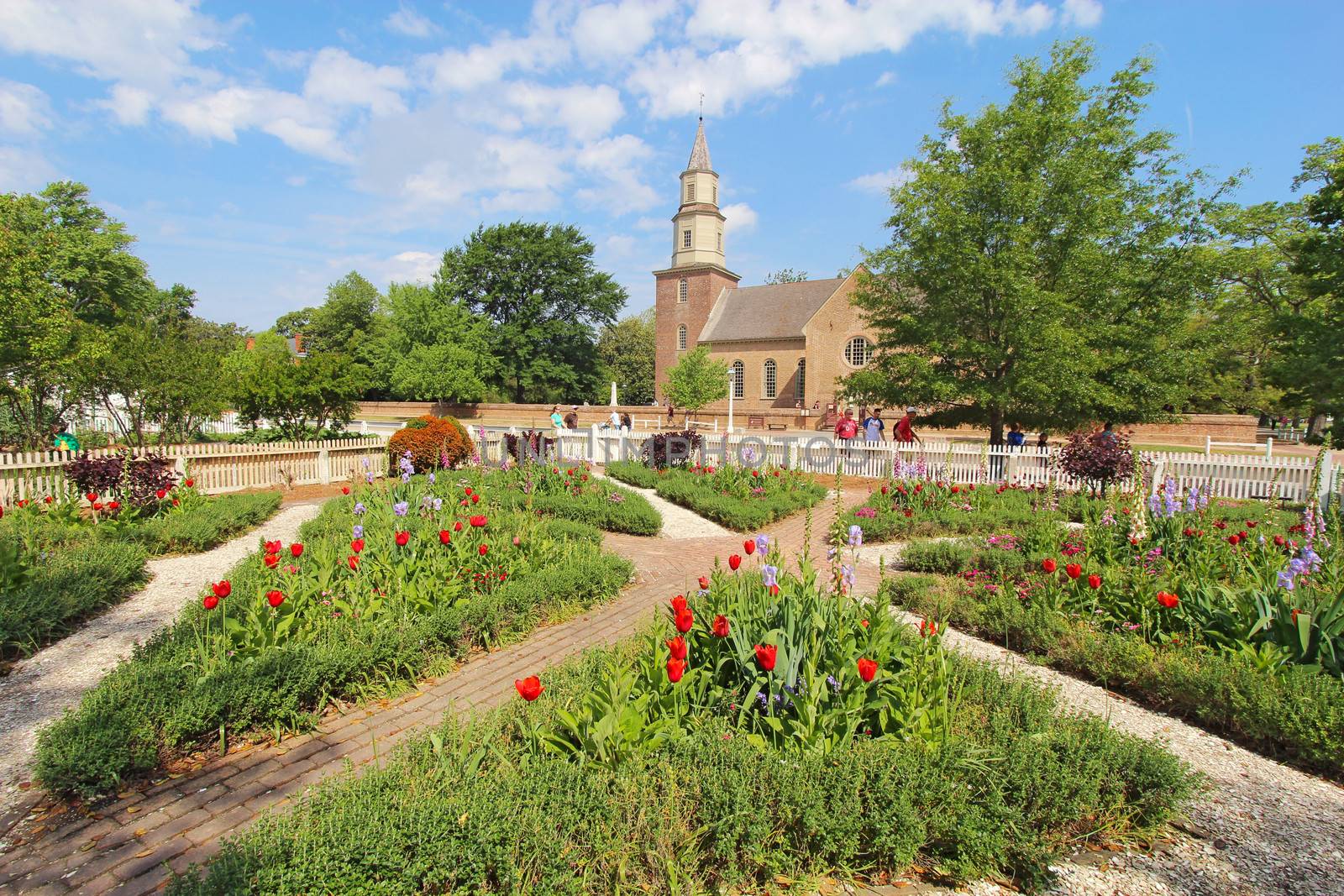 Gardens at Colonial Williamsburg in front of Bruton Parish Churc by sgoodwin4813