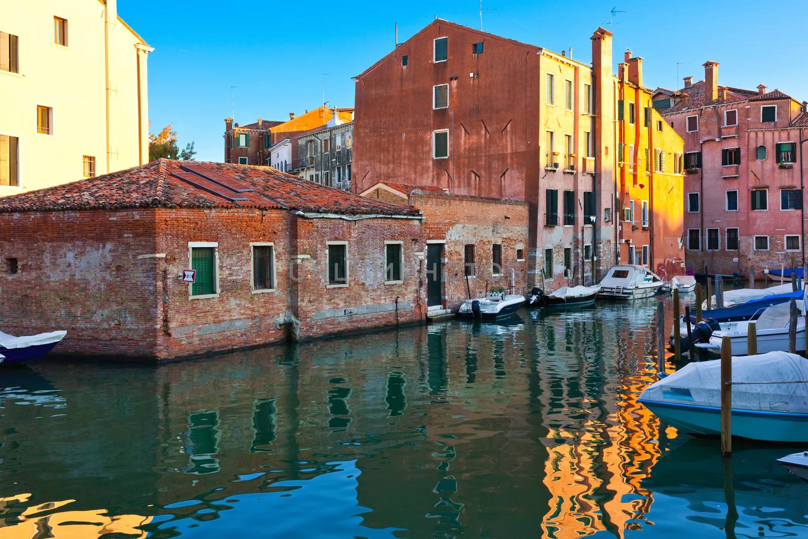 View of beautiful colorful Venetian canal, Venice, Italy