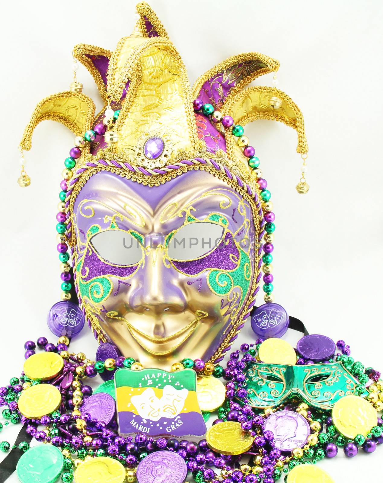Mardi Gras Mask and Beads by bellafotosolo