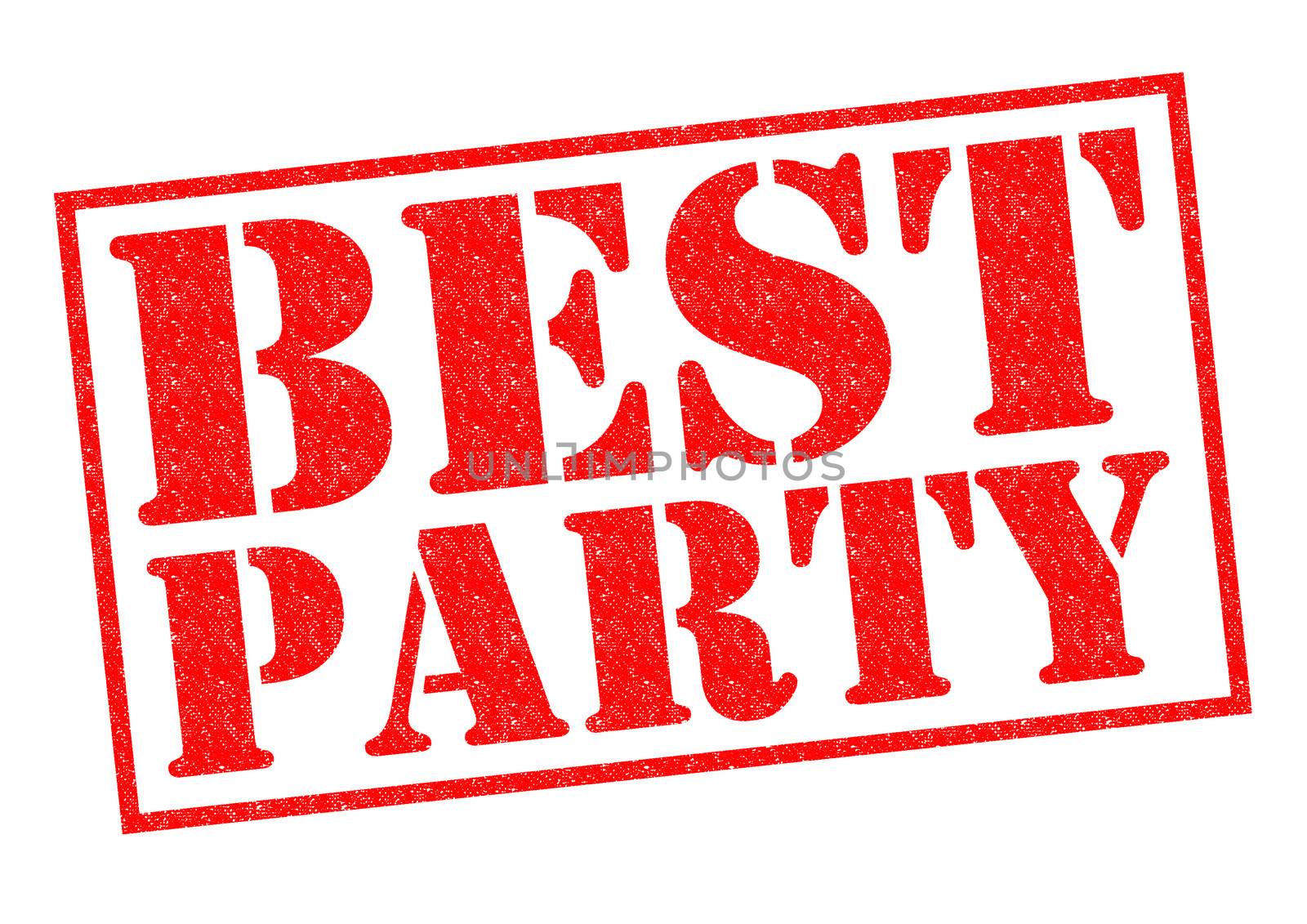 BEST PARTY red Rubber Stamp over a white background.