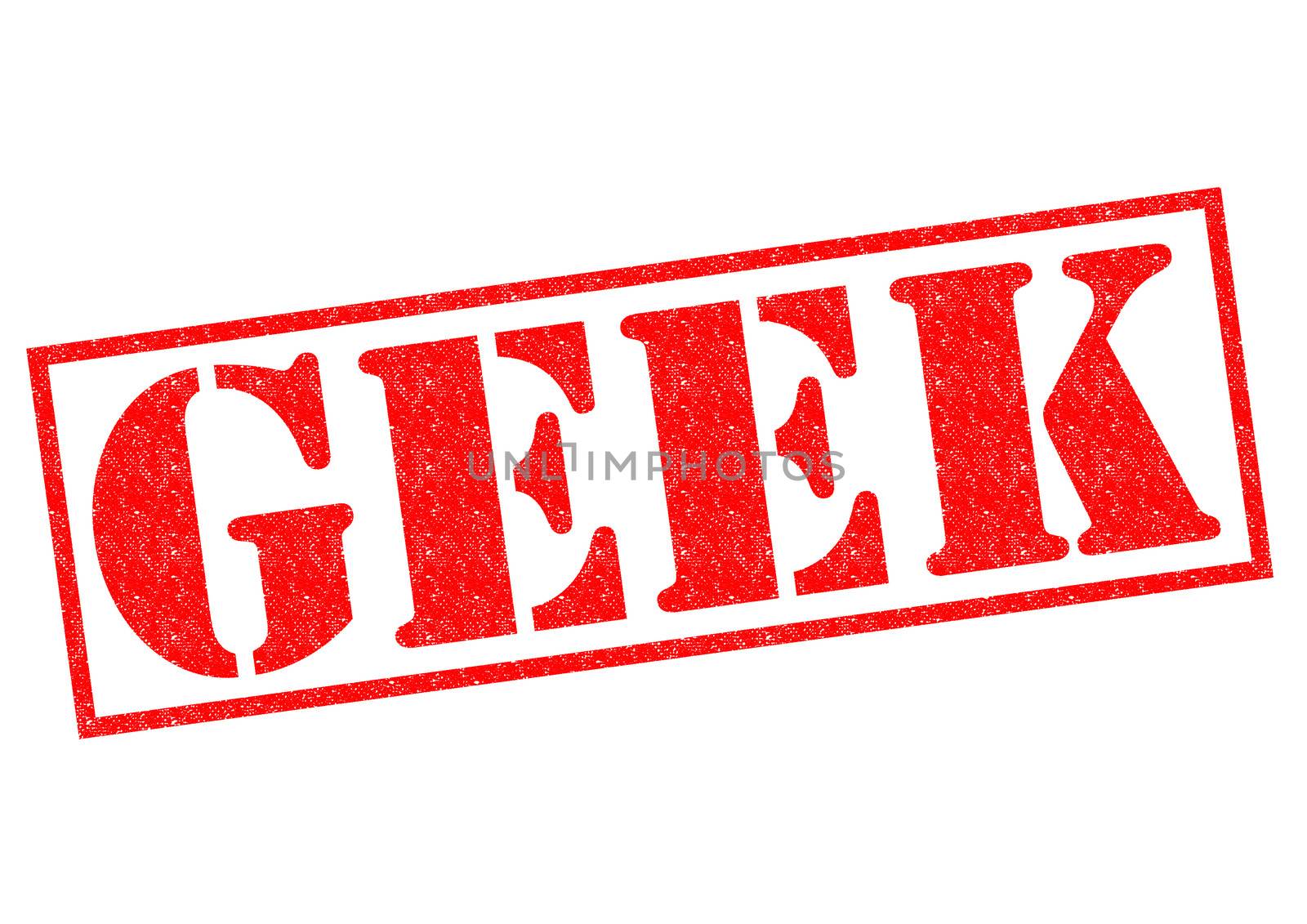 GEEK red Rubber Stamp over a white background.