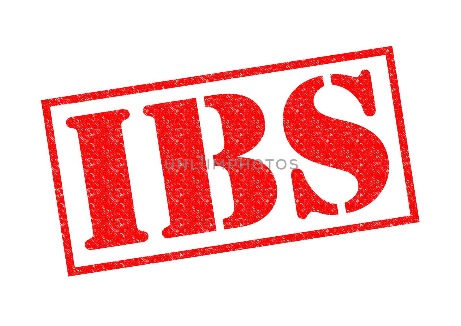 IBS (Irritable Bowel Syndrome) red Rubber Stamp over a white background.