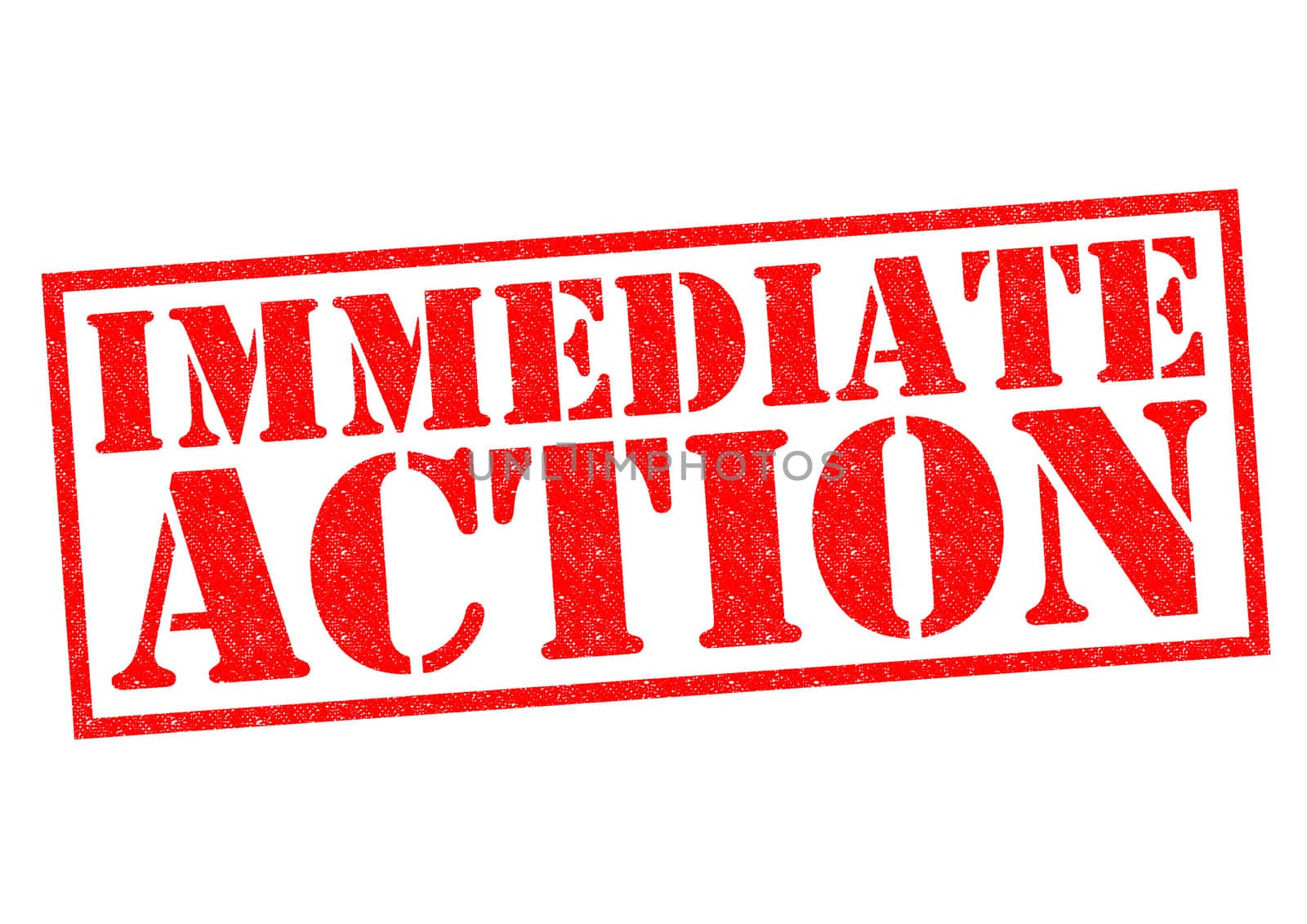 IMMEDIATE ACTION red Rubber Stamp over a white background.