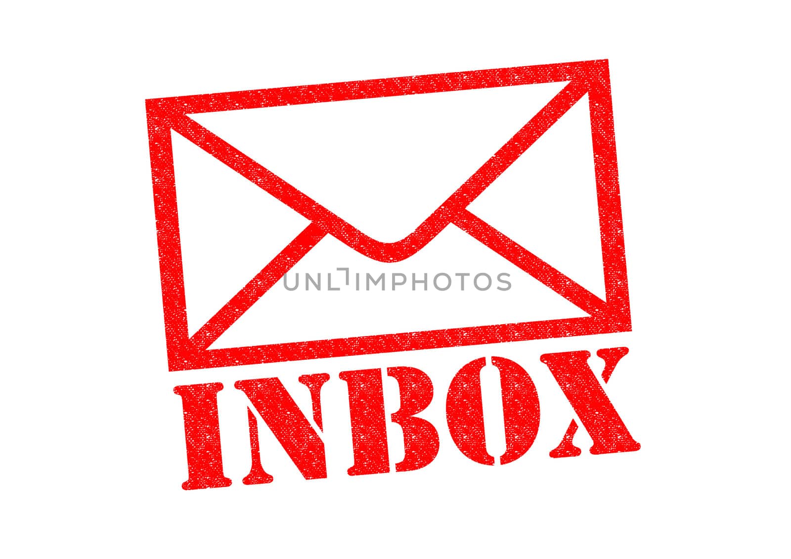 INBOX red Rubber Stamp over a white background.