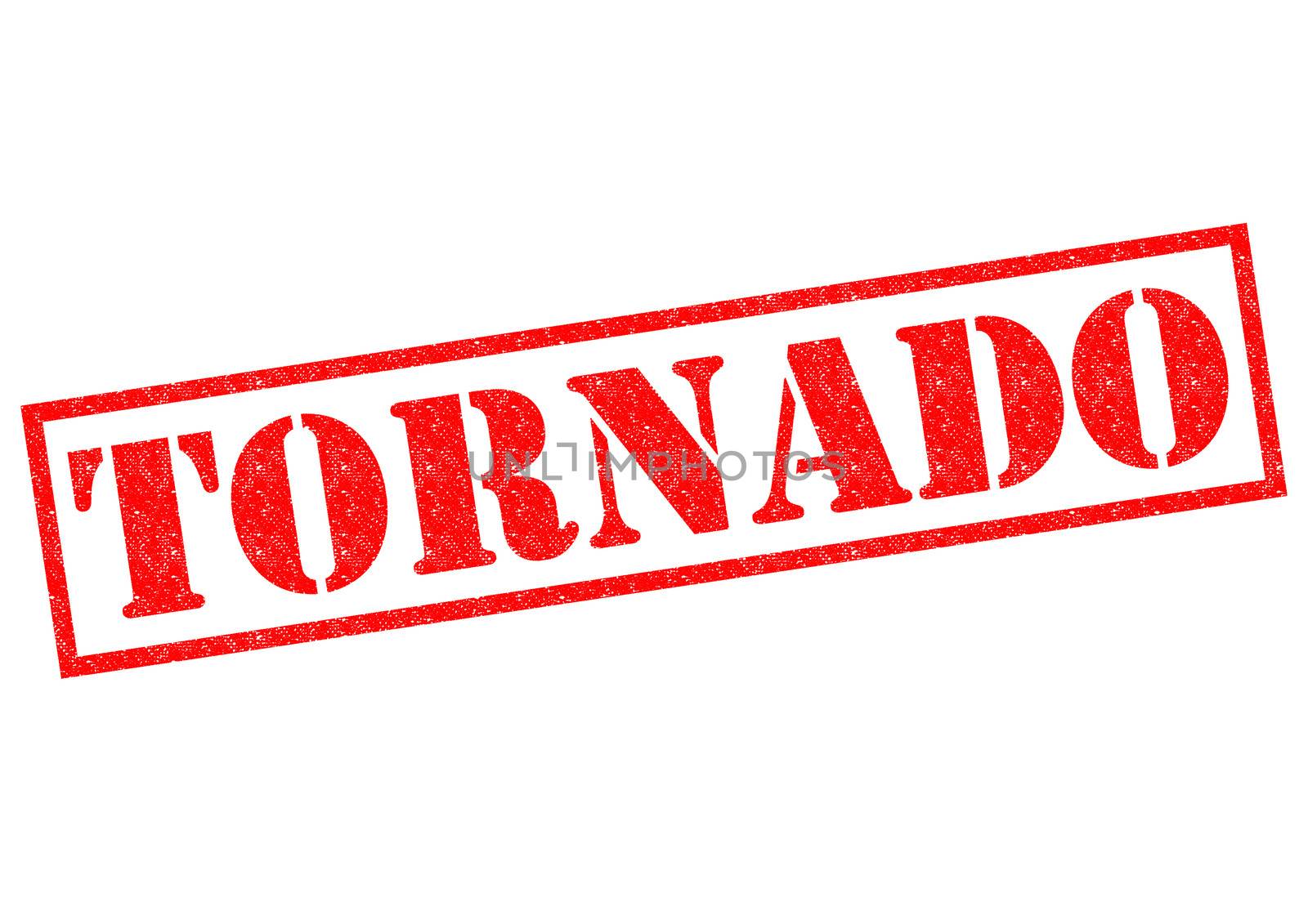 TORNADO red Rubber Stamp over a white background.