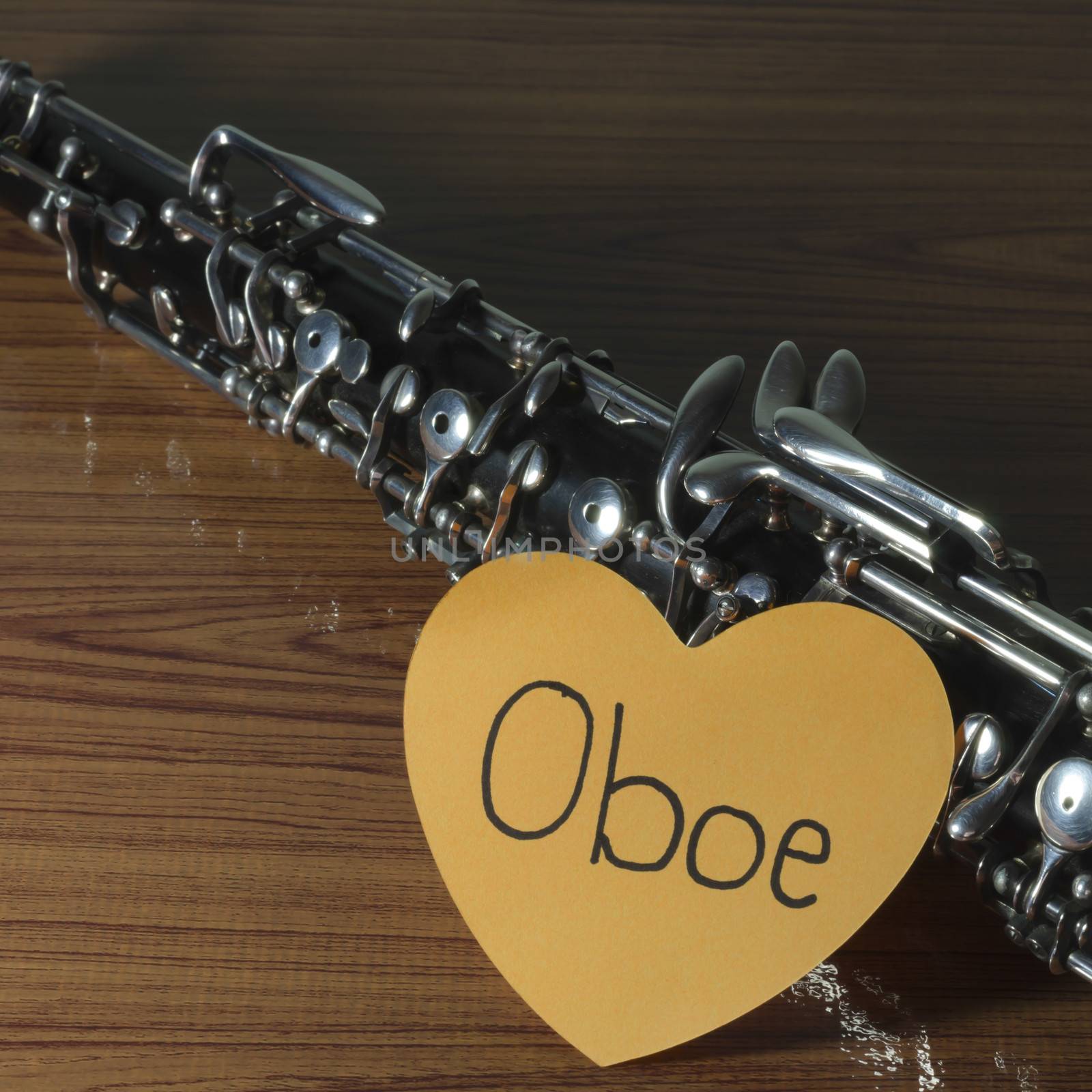 oboe with heart n wood background