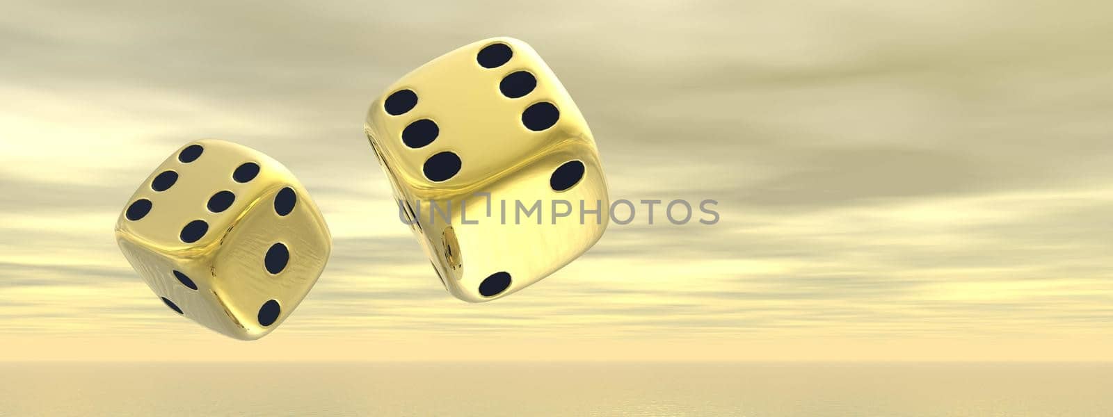 Golden dice - 3D render by Elenaphotos21