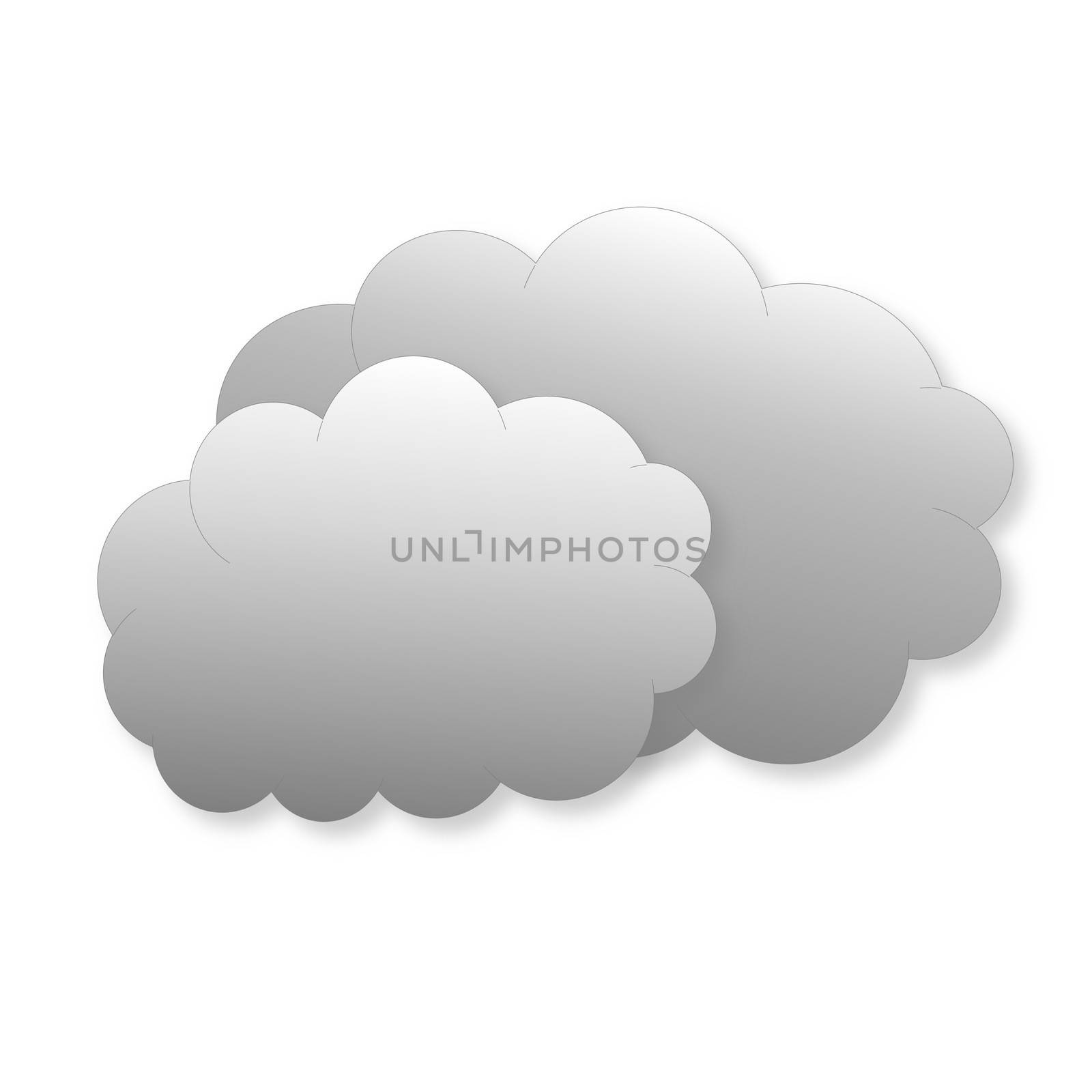Two grey clouds as weather icon in white background