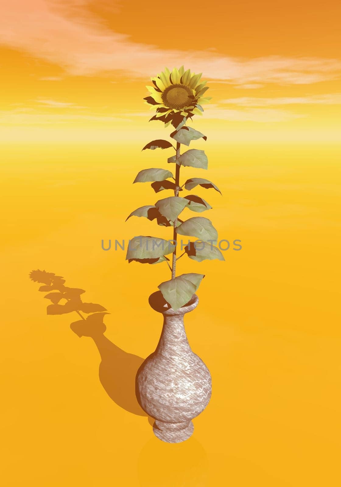 Sunflower in a vase - 3D render by Elenaphotos21
