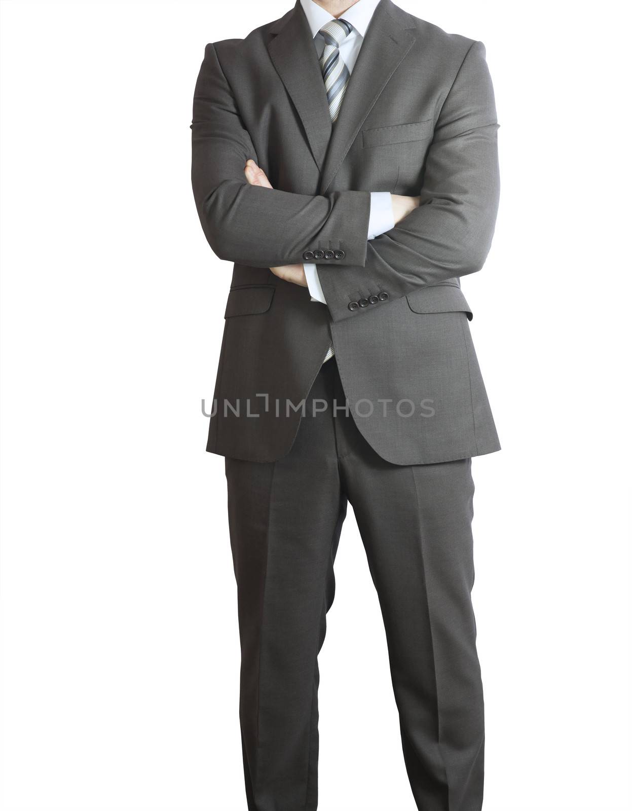 Man in suit standing with the cross arms by cherezoff