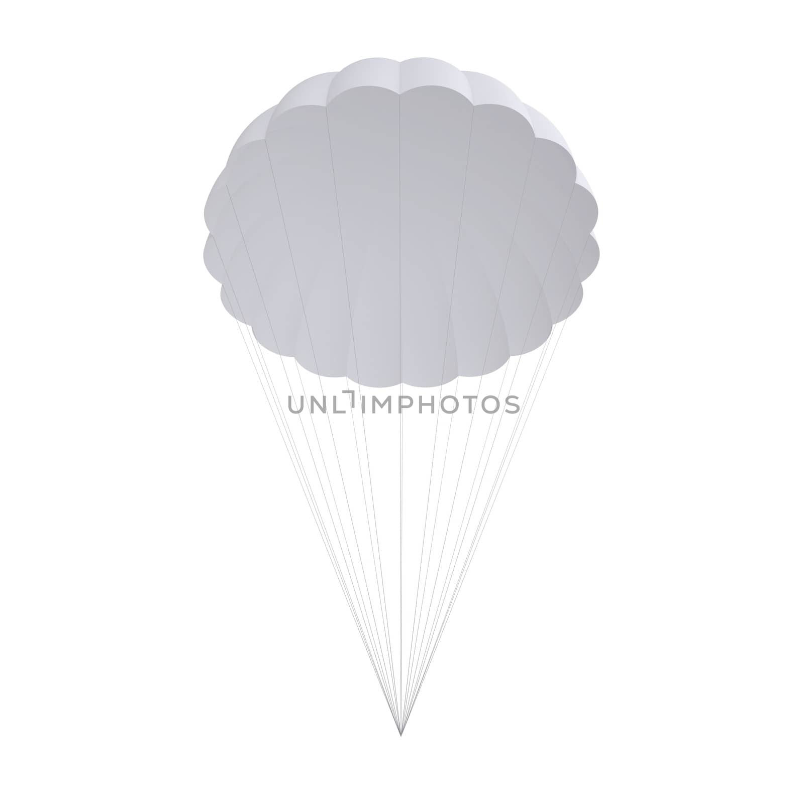 White parachute. Isolated render on a white background