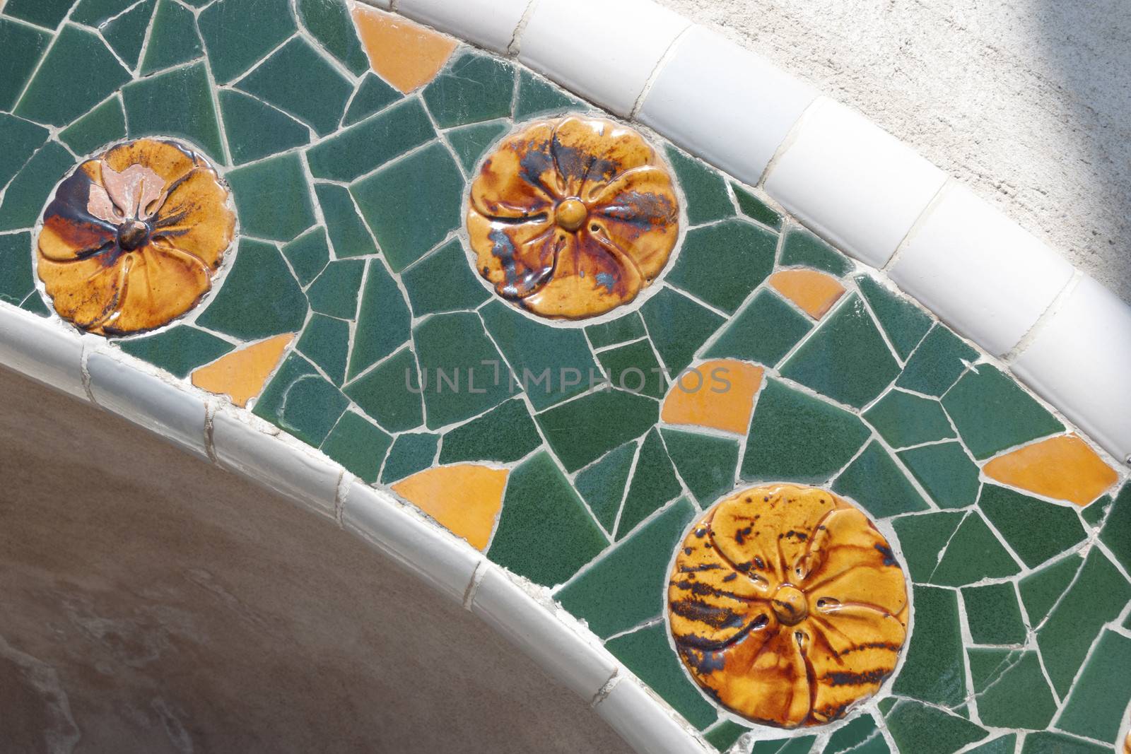 mosaic fragment from famous Park Guell in Barcelona