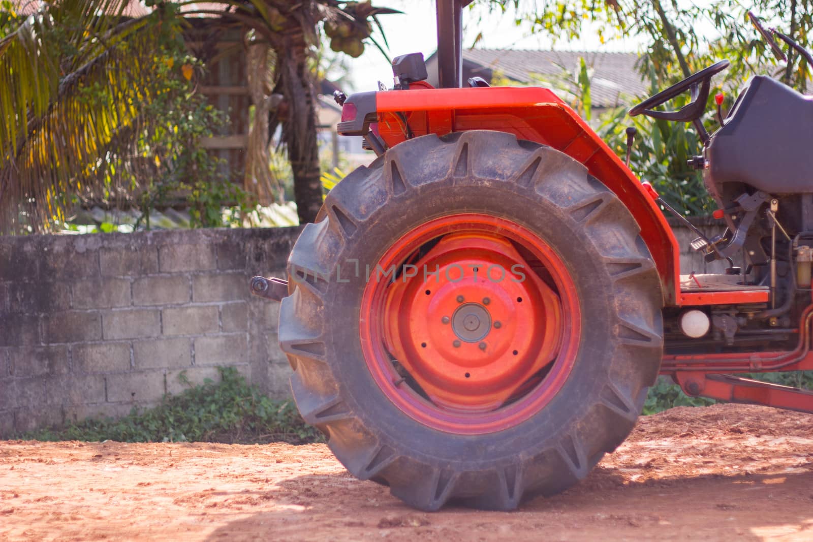 tractor wheel is orange