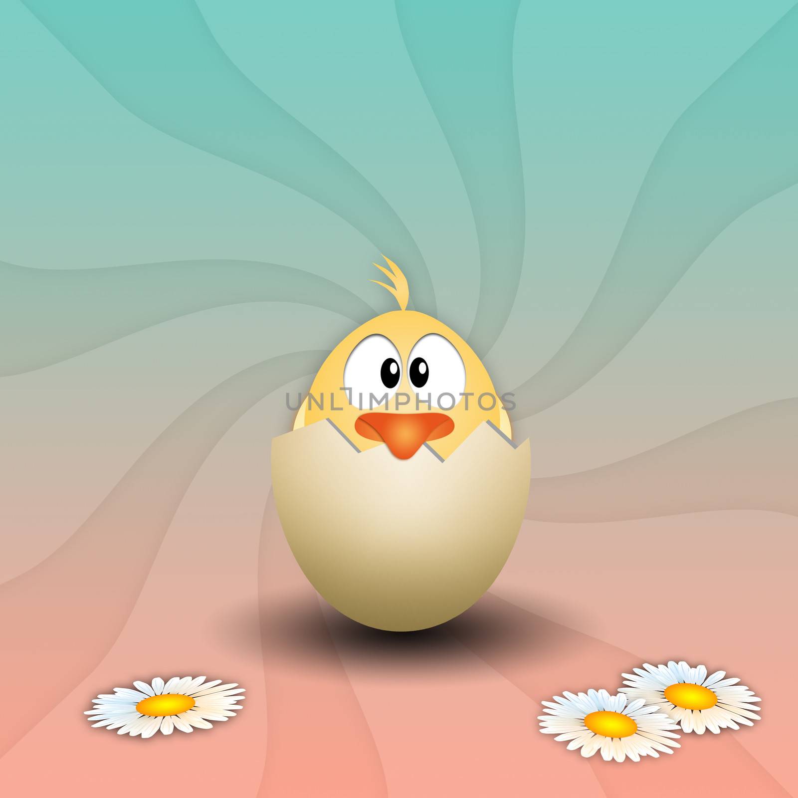 Chick in egg for Easter background