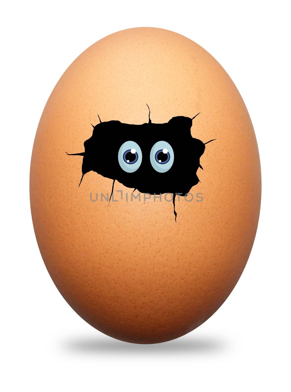 Illustration of an egg with eyes peeking out of a hole