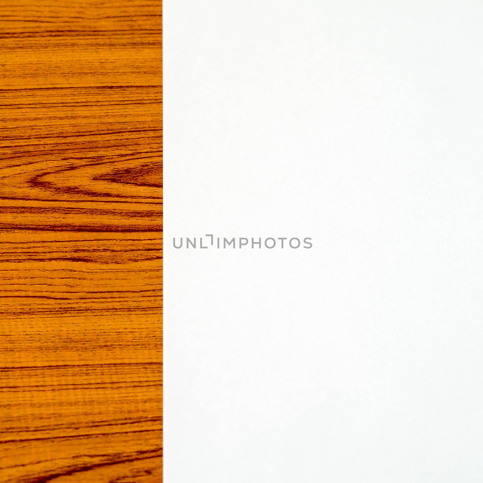 white paper on wood background