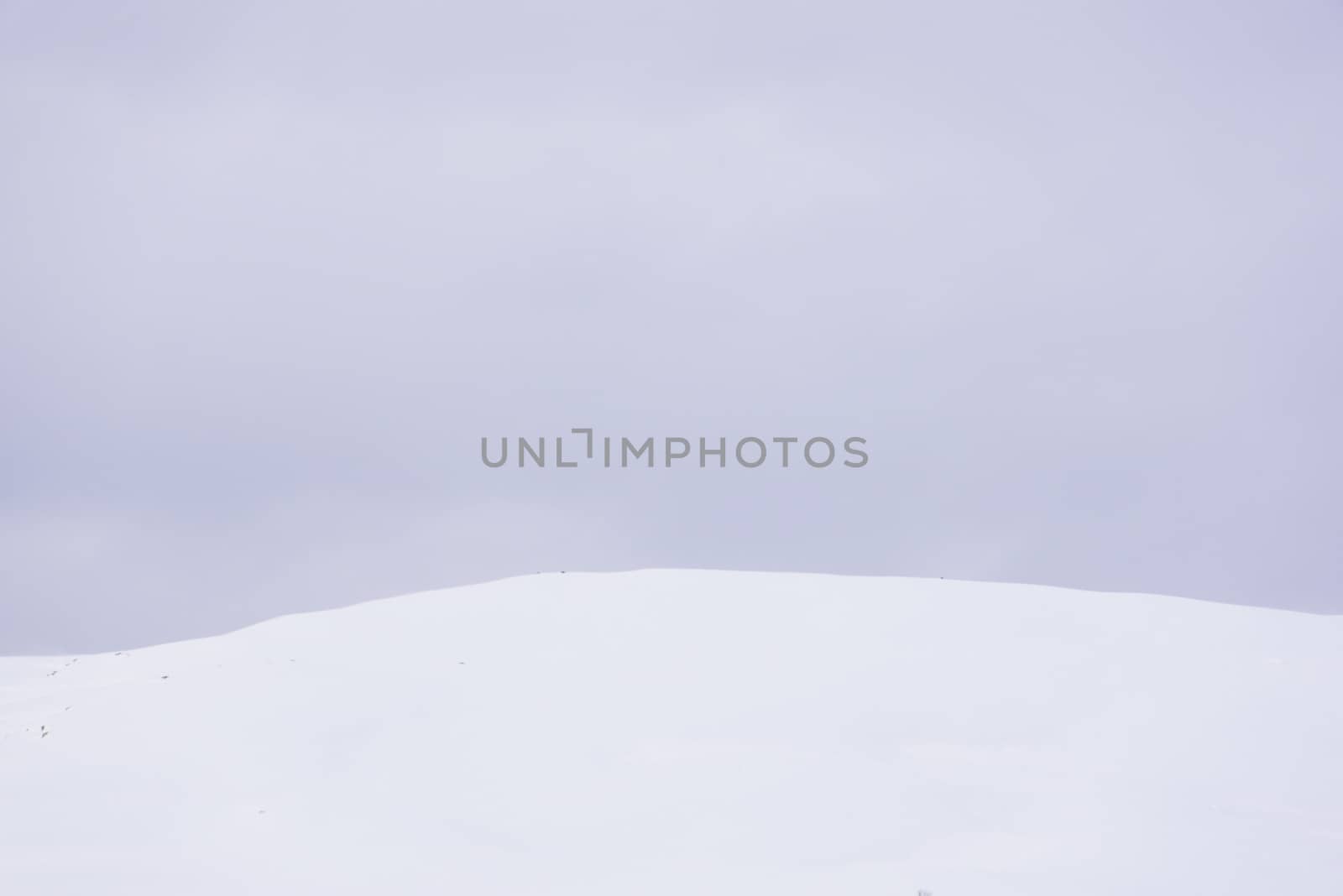 A hill covered in snow against a blue pale sky