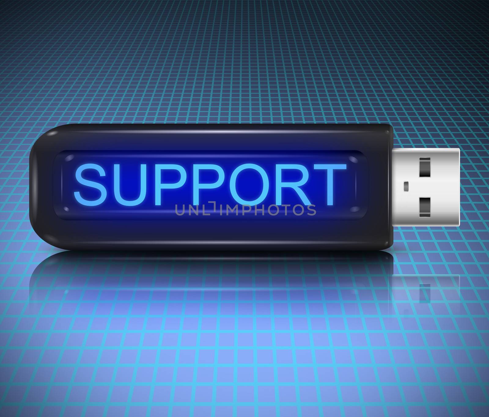 Illustration depicting a usb flash drive with a support concept.