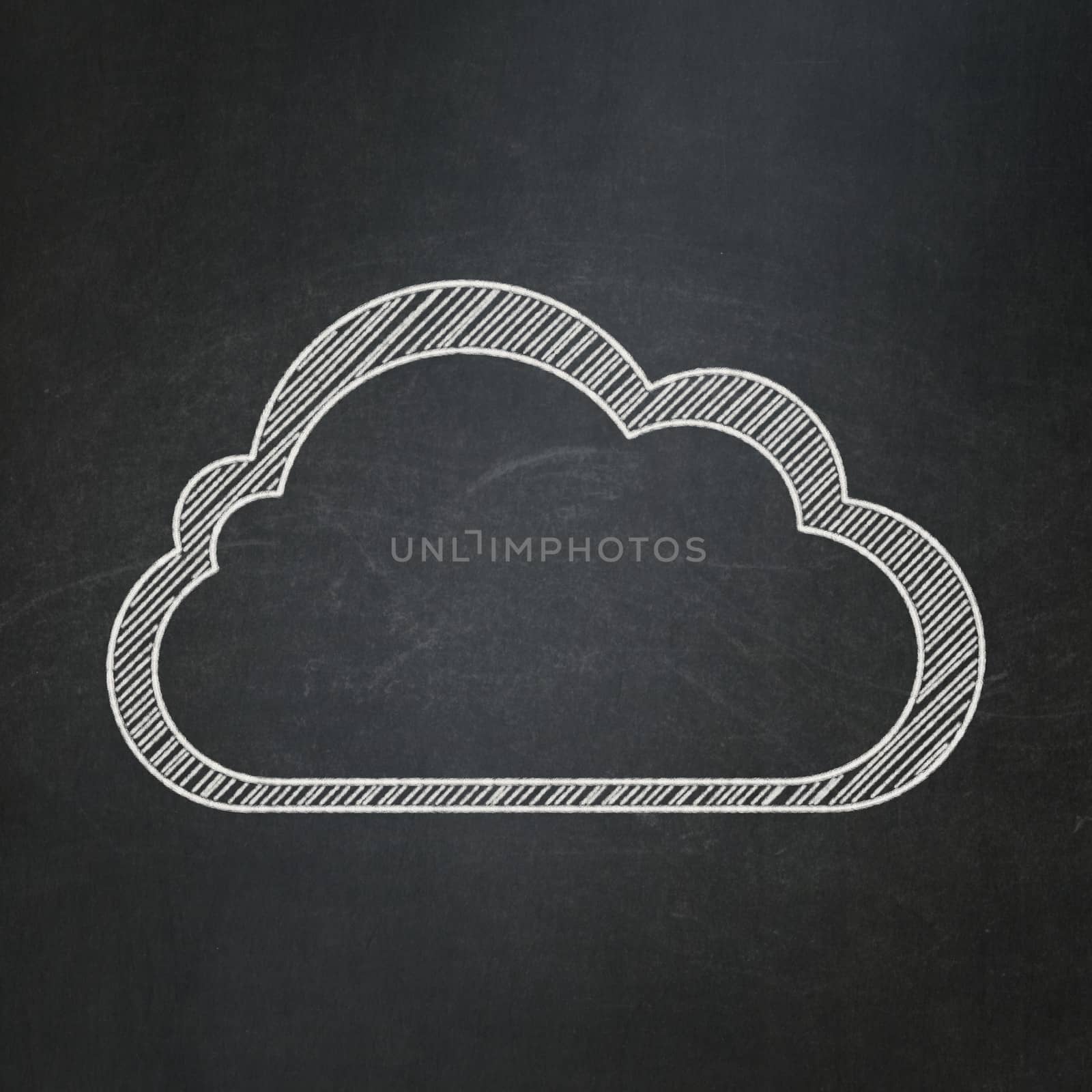 Cloud computing concept: Cloud on chalkboard background by maxkabakov