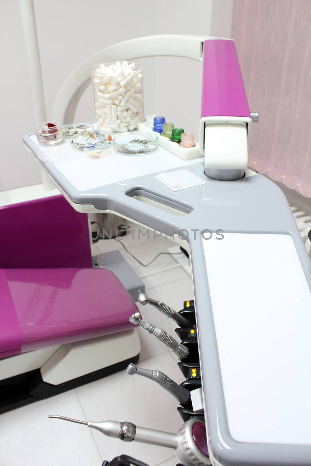 dental chair with equipment 