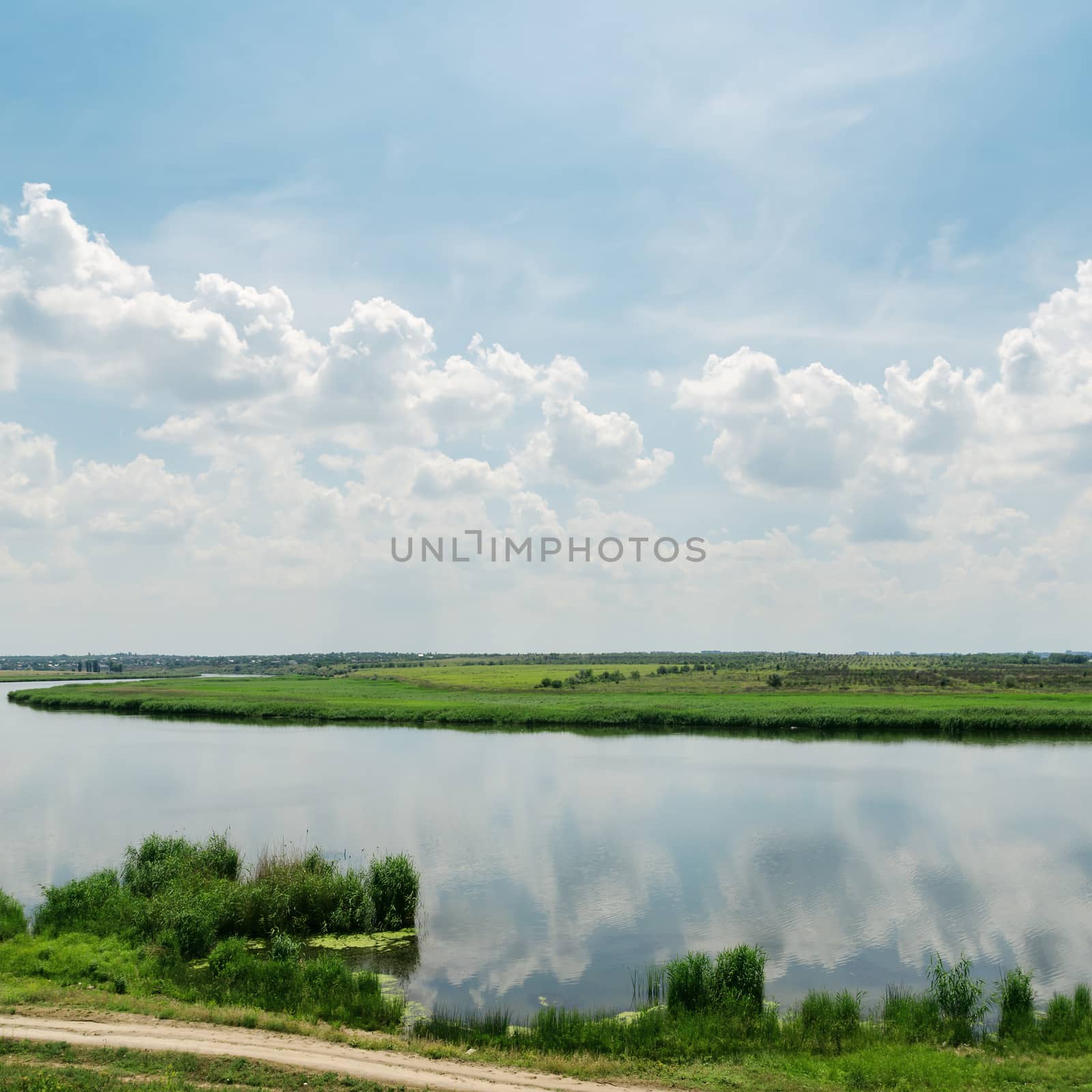 cloudy sky over river by mycola