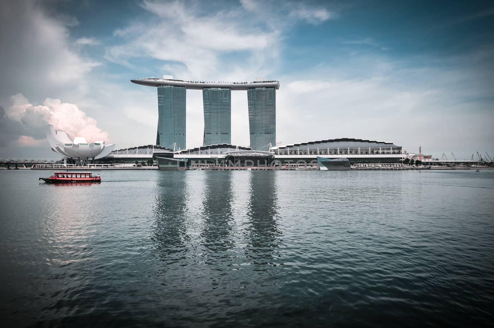 SINGAPORE-MARCH 31: The Marina Bay Sands Resort Hotel on Mar 31, 2011 in Singapore. It is an integrated resort and the worlds most expensive standalone casino property at S$8 billion.