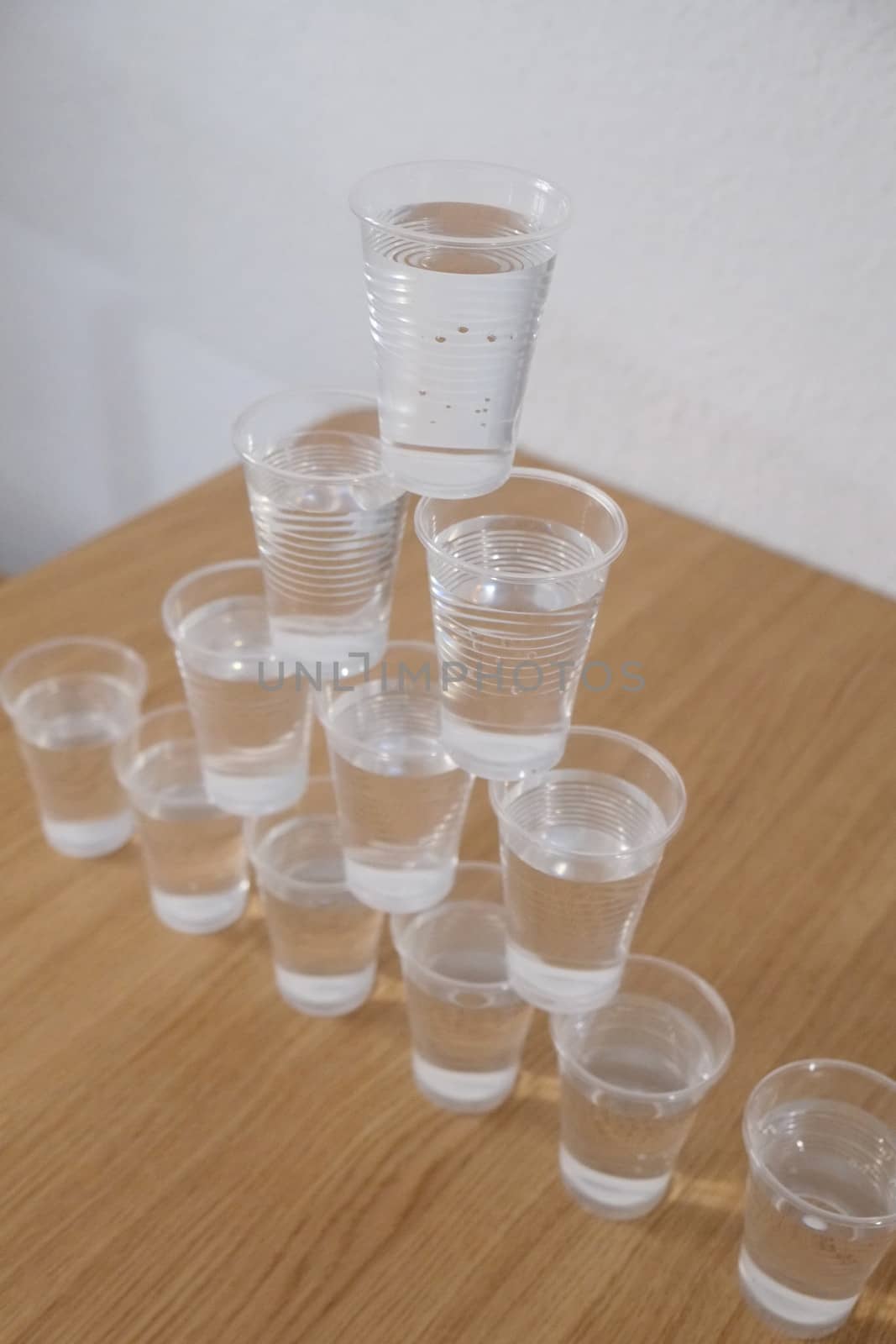 pyramid made of fresh glasses of water