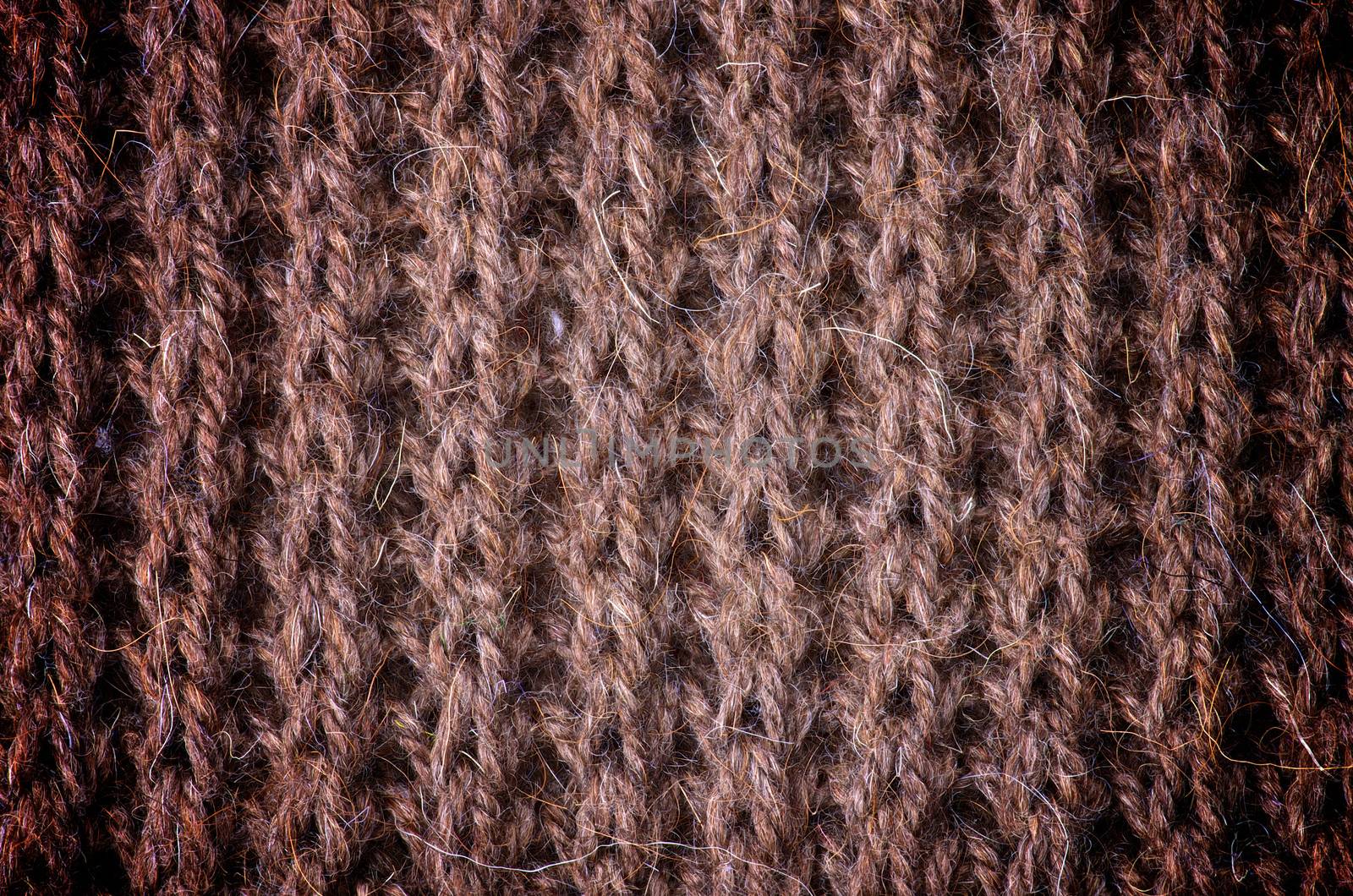 Brown Fluffy Woven Wool Background closeup